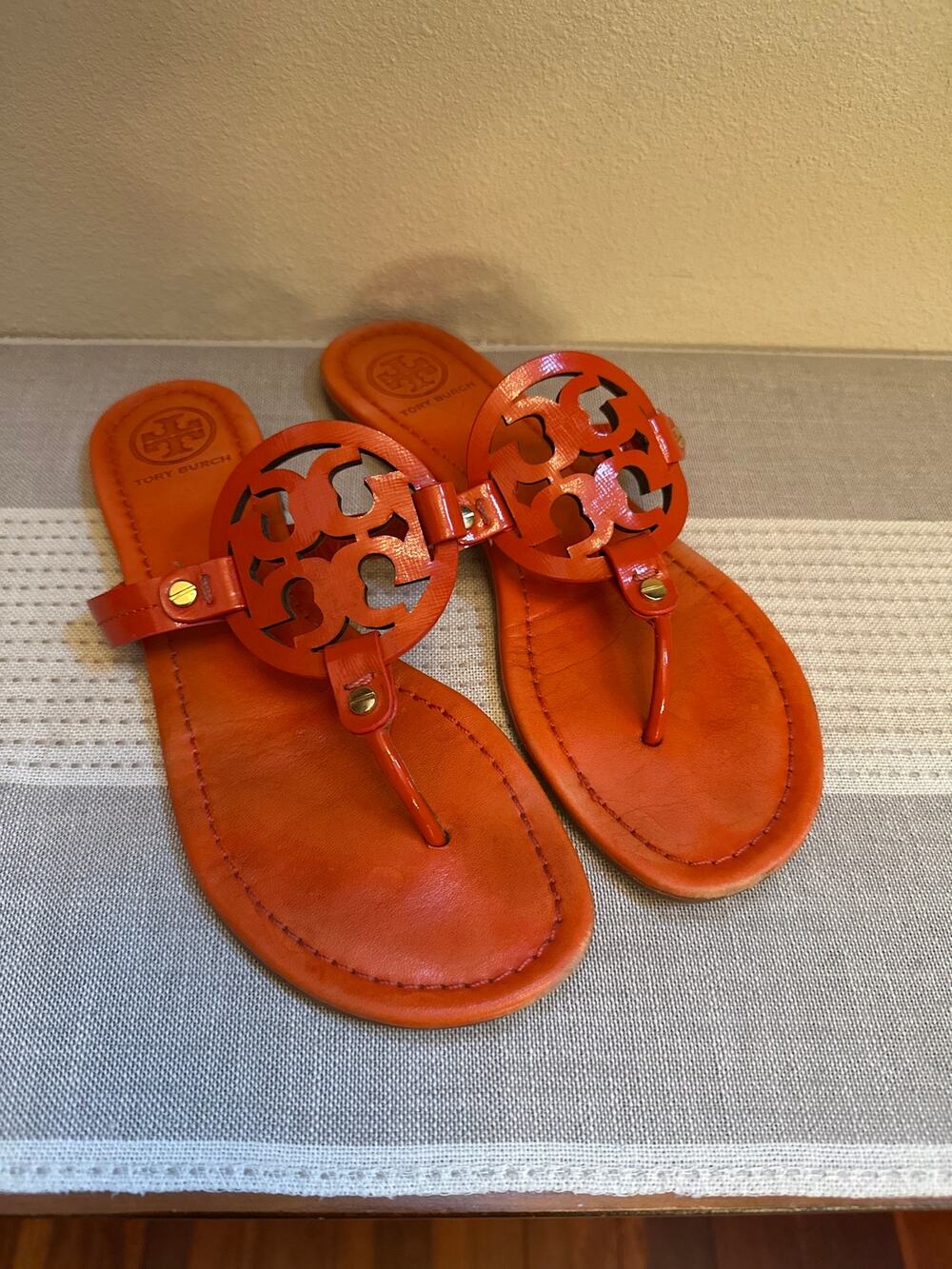 TORY BURCH Iconic Miller Sandals in Orange Size 8